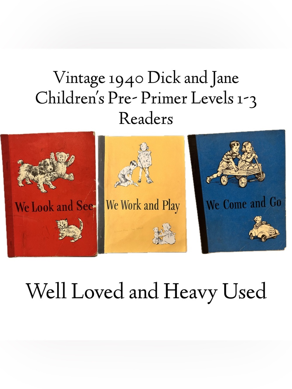 Vintage 1940 Vintage Pre-Dick and Jane Children's Pre- Primer Levels 1-3 Readers